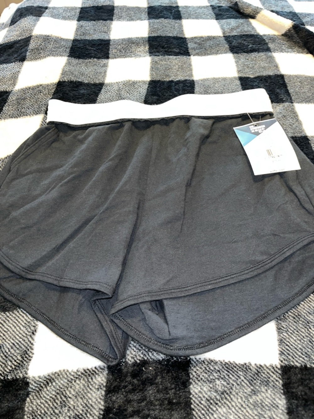 Soffe Black Lounge Shorts with White Elastic Waistband